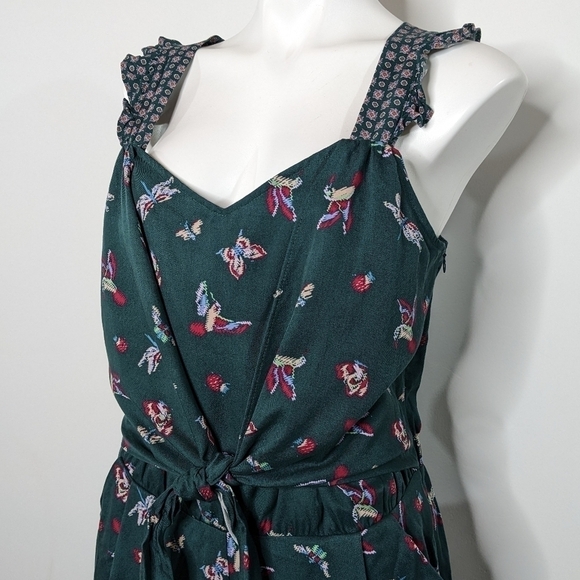 NWT Matilda Jane green butterfly & hummingbird ruffle strap tie waist jumpsuit M - Picture 6 of 12